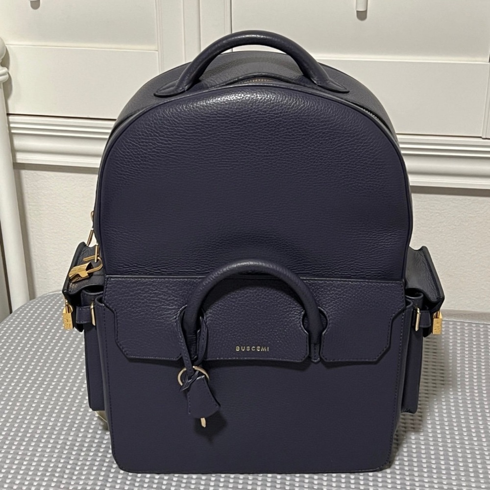 Buscemi Midnight Blue Backpack with Gold hardware